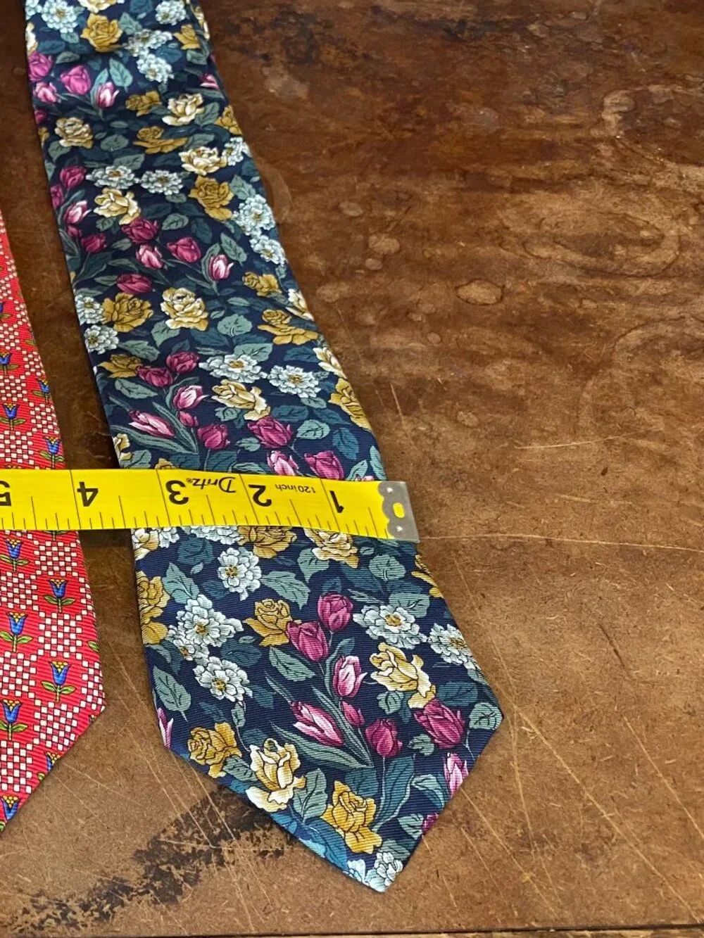 LOT of THREE Ties Lands End Silk Flowers Tulips Paisley Vintage Tie Made in USA